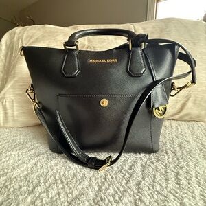 Michael Kors Black  Greenwich medium Tote with Gold Accents